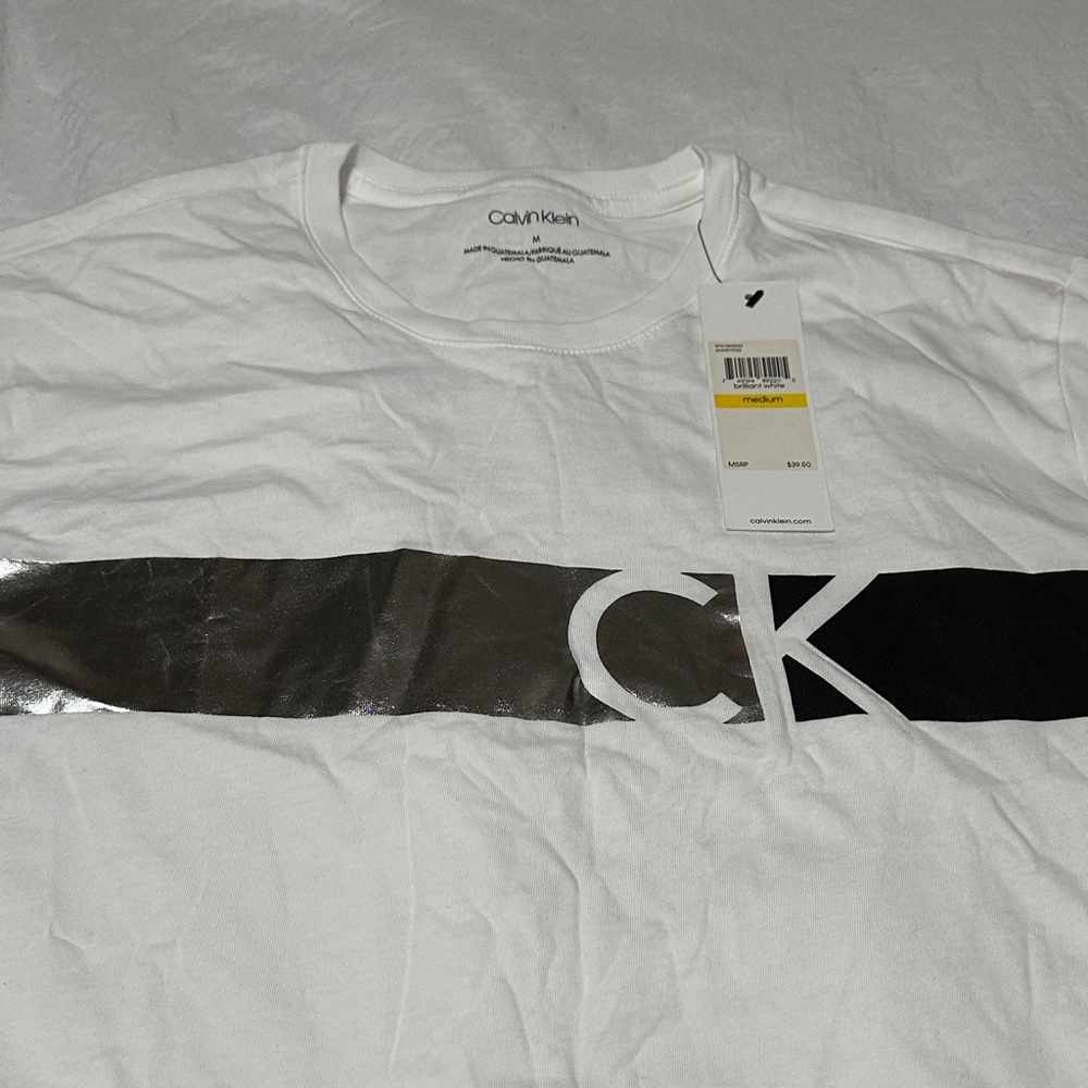 Calvin Klein White Tee with Black CK Logo - Picture 2 of 5